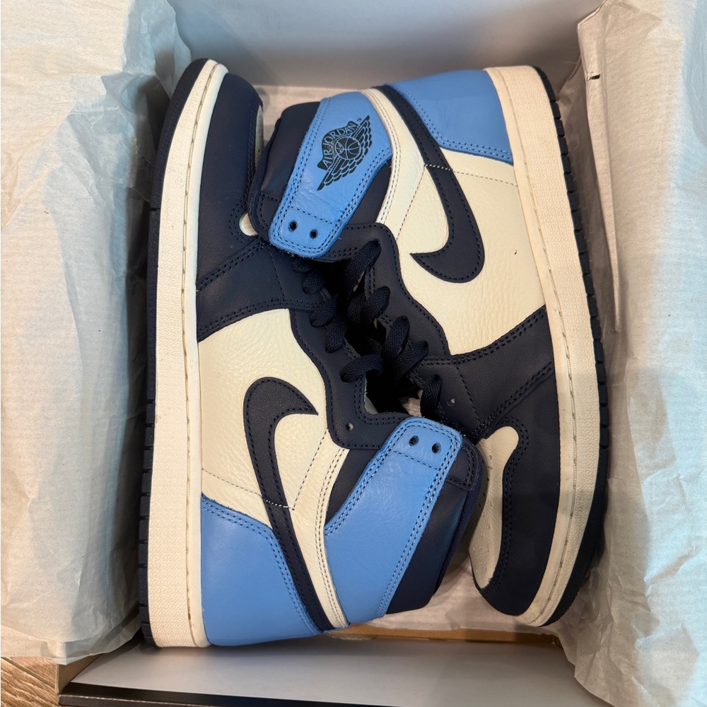 Stylish Blue and Cream High-Top Sneakers